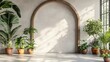 © addymawy - Sunlit Room with Arched Window and Potted Plants