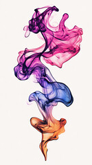 Poster - Abstract colorful ink swirls on white background.