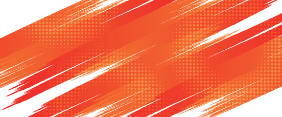 Abstract Sports Background with Orange and Red Gradient Brushstrokes and Halftone Effect