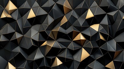 Poster - Stylish black and gold geometric wall pattern creating a refined and luxurious atmosphere in modern interior design.