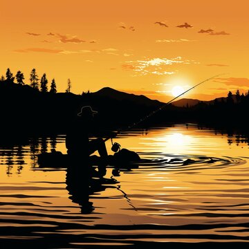 Free Photo man having fishing experience fishing at the lake
