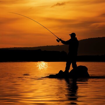 Free Photo man having fishing experience fishing at the lake