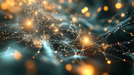Wall Mural - abstract network connections glowing with bokeh lights, showcasing digital data and futuristic techn