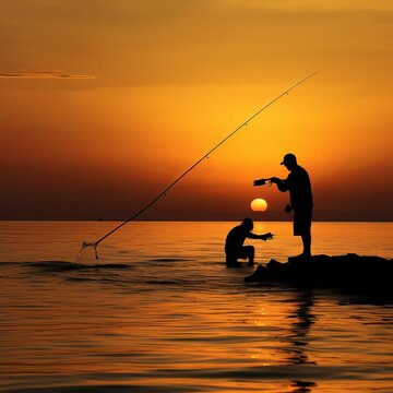 Free Photo man having fishing experience fishing at the lake