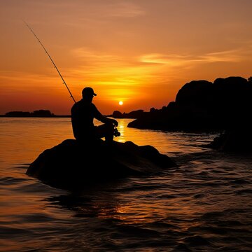 Free Photo man having fishing experience fishing at the lake