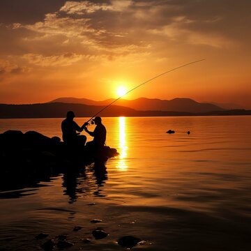 Free Photo man having fishing experience fishing at the lake