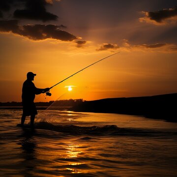 Free Photo man having fishing experience fishing at the lake