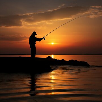 Free Photo man having fishing experience fishing at the lake