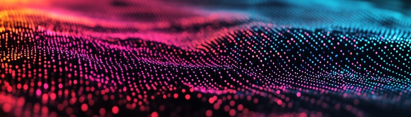 Wall Mural - abstract digital wave of glowing particles in vibrant colors, representing data flow, technology, or