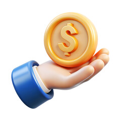 Hand offering a dollar receiving  3d cartoon style illustration