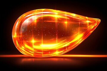 Poster - Abstract Glowing Orange Liquid Drop with Sparkles on Black Background