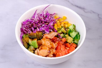 Chicken Salad Bowl on a White Background