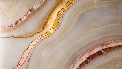 Canvas Print - Close-up of a beautiful white, pink, and gold marble texture.