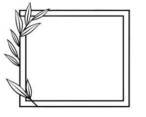 Poster - Square botanical frame element with leaves