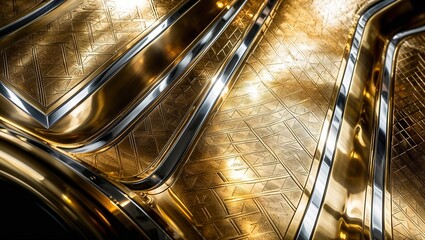 Canvas Print - Close-up of a gold and silver patterned surface, reflecting light.