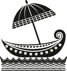 Onam festival boat with umbrella vector