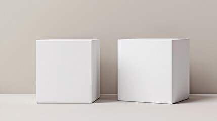Fototapete - Minimalist White Cubes as Modern Decorative Elements for Contemporary Interiors