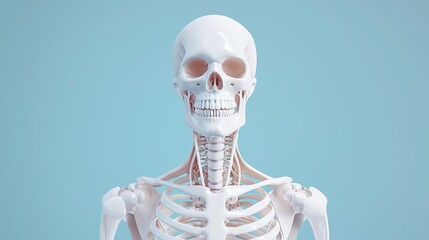 Poster - Rendered Medical Illustration of the Human Upper Skeleton - Detailed 3D Anatomy for Educational Purposes