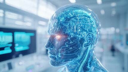 Aufkleber - Exploring Biomechanical Humanoids The Art of Luminous Circuitry Patterns