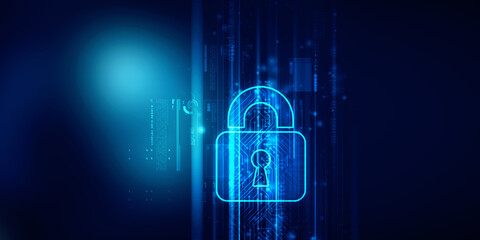 2d illustration Safety concept: Closed Padlock on digital background