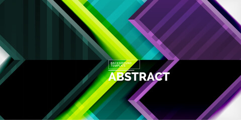 Poster - Arrow symbols created with 3d effects and line texture geometric abstract background
