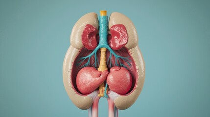 Poster - Detailed Illustration of the Human Gallbladder and Pancreas Anatomy for Educational Purposes