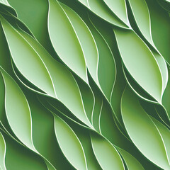 Wall Mural - Beautiful green leaves 3d seamless pattern background illustration. Leafy vector backdrop. Surface tropical plants luxury wallpaper. Beautiful botanical repeat pattern. Ornate drawing texture.