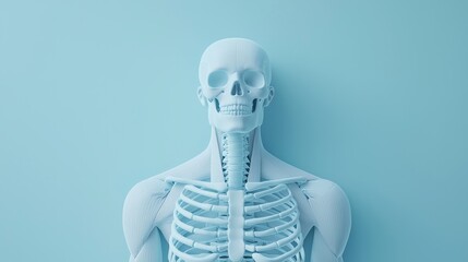 Poster - Rendered Medical Illustration of a Human Upper Body with Detailed Anatomy Visualization
