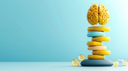Aufkleber - Innovative Brainstorming Harnessing Creative Ideas for Business Success on a Calming Blue Background
