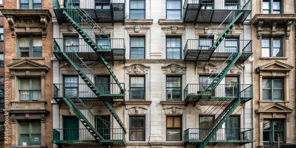 Old building with fire escapes in Manhattan, Manhattan, New York City ...