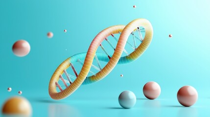 Aufkleber - Abstract Polygonal Wireframe DNA Molecule with Colorful Spheres in a Minimalistic Design