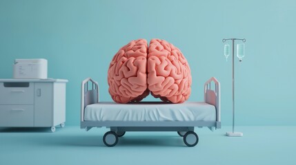 Poster - Vibrant Brain Illustration in a Medical Environment A Study of Neurology and Health