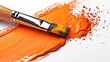 © budi - Orange Paintbrush Stroke with Splashes on White Background