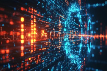 Digital Technology background of data and network