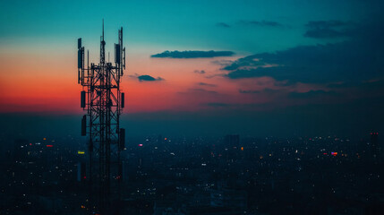 Poster - 5G cell towers send wireless signals to your phone, giving you super-fast internet. This is the latest technology for mobile networks.