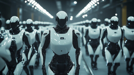 Poster - A smart factory uses robots controlled by artificial intelligence to automate production.These robots work together on a production line,communicating with each other to build things more efficiently.