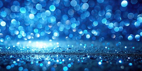 Blue bokeh background with shiny lights and elegant abstract fall pattern