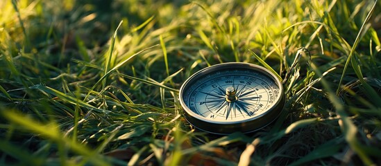 compass in a green meadow