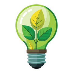 Ecology light bulb with green leaves vector illustration isolated on a white background