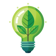 Ecology light bulb with green leaves vector illustration isolated on a white background