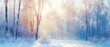 © hassan - Panoramic winter forest landscape with sunlight: bright and serene nature scene in snowy woods