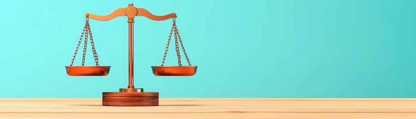 Wall Mural - Scales of justice with equal weights, representing fairness, flat design illustration