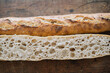 © Adrian Cotiga/Stocksy - Close-up of a sliced golden baguette showing airy crumb.