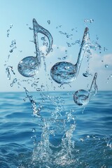 A creative blend of water and music symbols, illustrating the harmony between nature and sound. Perfect for artistic projects.