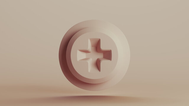 Beige bionic hardware screw cap shape component technology design element neutral monochrome soft tones skin tones background 3d illustration render
