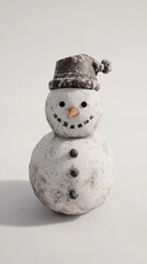 Canvas Print - A white snowman with a hat on top of it