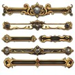 © Dariya - Design of golden fantasy game borders UI button frames isolated on white