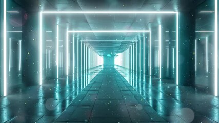 Wall Mural - neon glowing lights futuristic background seamless looping overlay 4k virtual video animation backgr