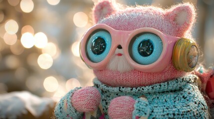 Poster - A close up of a stuffed animal wearing glasses