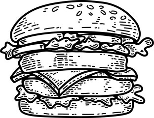 Wall Mural - Set of hand drawn hamburger, burger. Set of doodle style hamburger, burger. Vector illustration